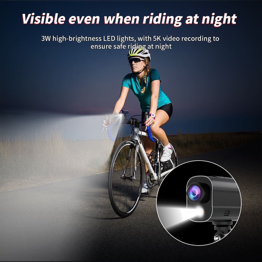 Action kamera polkupyörään led-valolla wifi