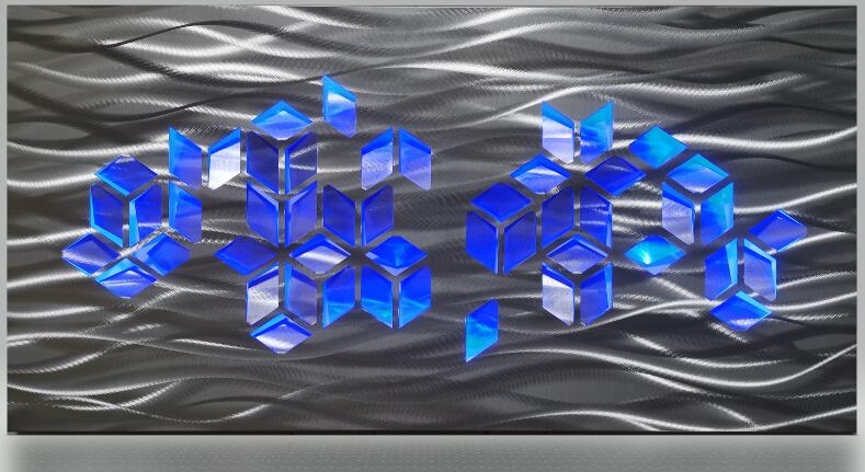 METALLISET abstraktit seinämaalaukset 3d muoto - led syttyy