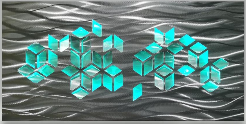 Hopeinen seinämaalaus 3D metallikehys