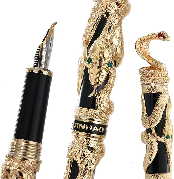 kultainen kynä koristeltu käärmekobra mustekynällä