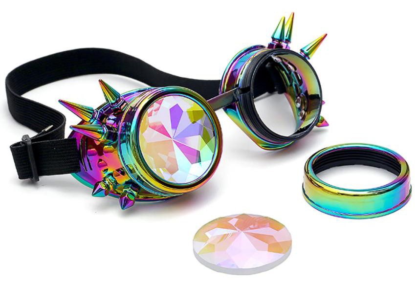 steampunk holografiset led -hehkuvat lasit