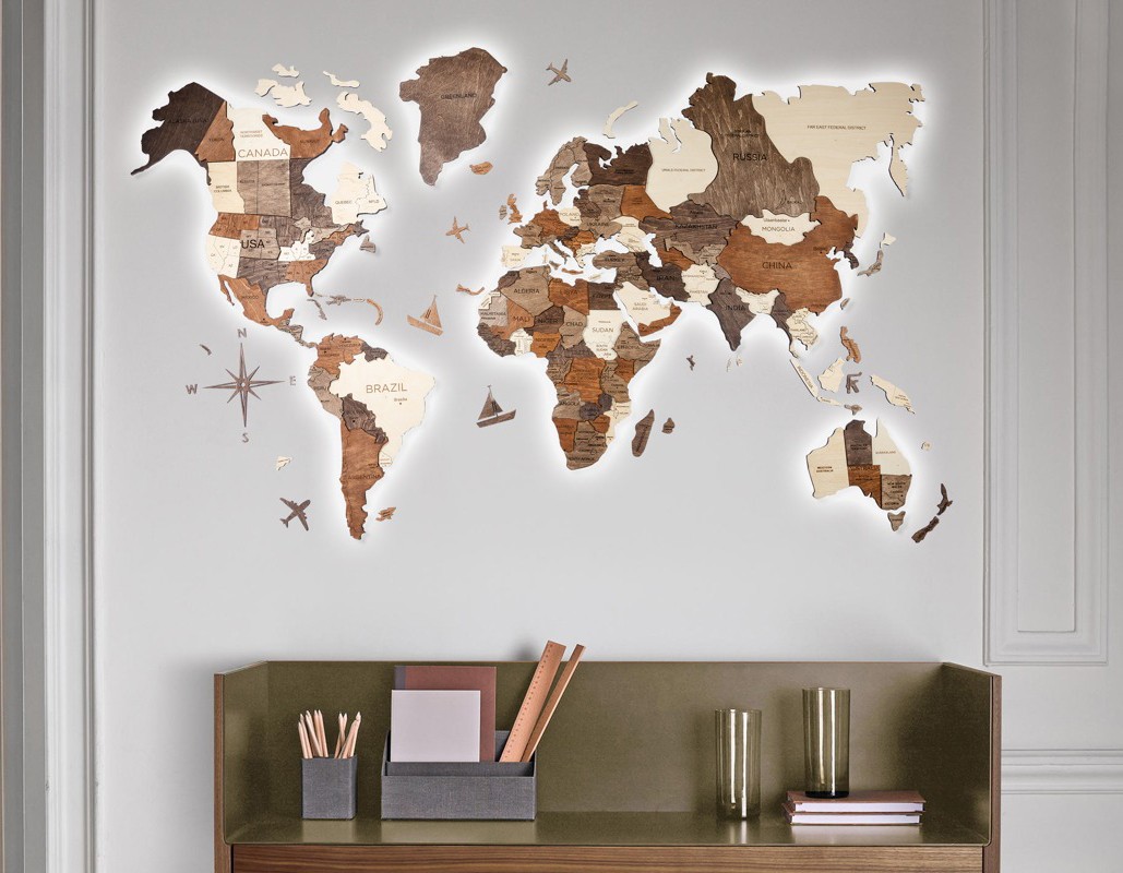 3D-maalaus seinän maailmankartoille