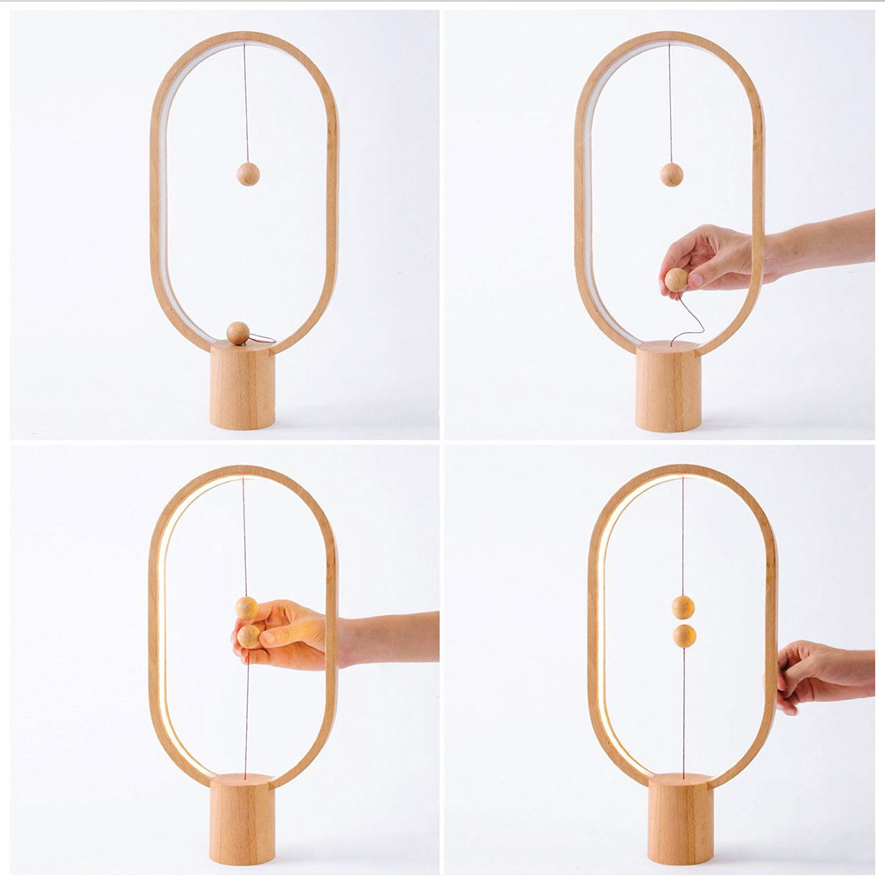 pöytä led -lamppu magneettiset pallot puinen muotoilu