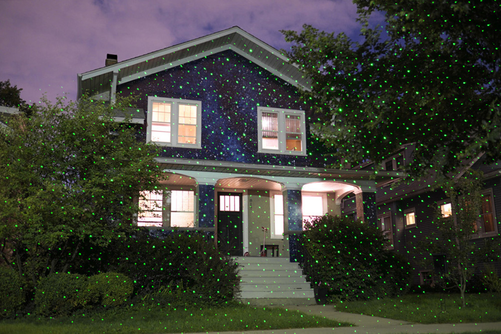 LED koristeellinen laserprojektori talon julkisivu vihreä punainen