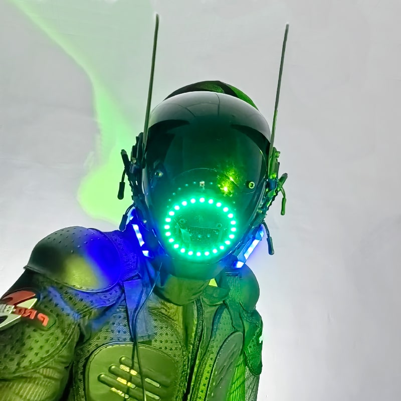 Valoisa LED Cyberpunk maskin pääkypärä