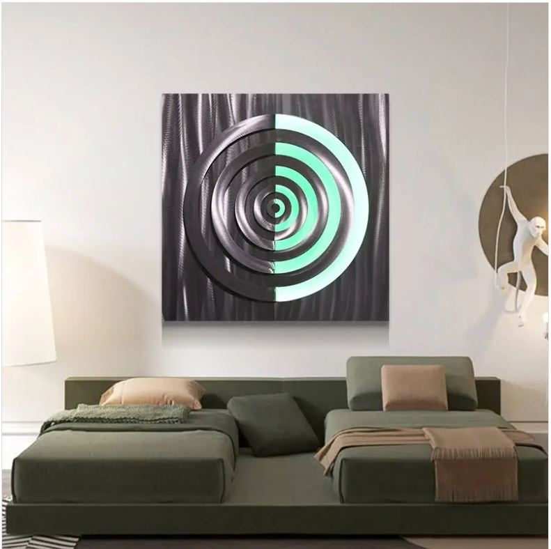 seinämaalauksia kodin sisustamiseen – LED-abstraktia metallitaidetta