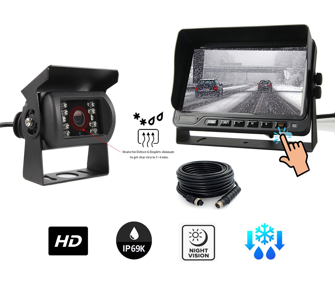 Kamerasarja - takana DEFROST auton HD-kamera + 7" vedenpitävä näyttö