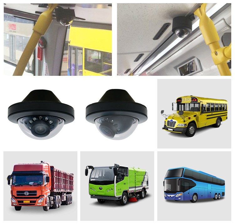 mini domekamera linja-autoihin, johdinautoihin, raitiovaunuihin, pakettiautoihin, minibusseihin, asuntovaunuihin, puoliperävaunuihin, perävaunuihin, kuorma-autoihin